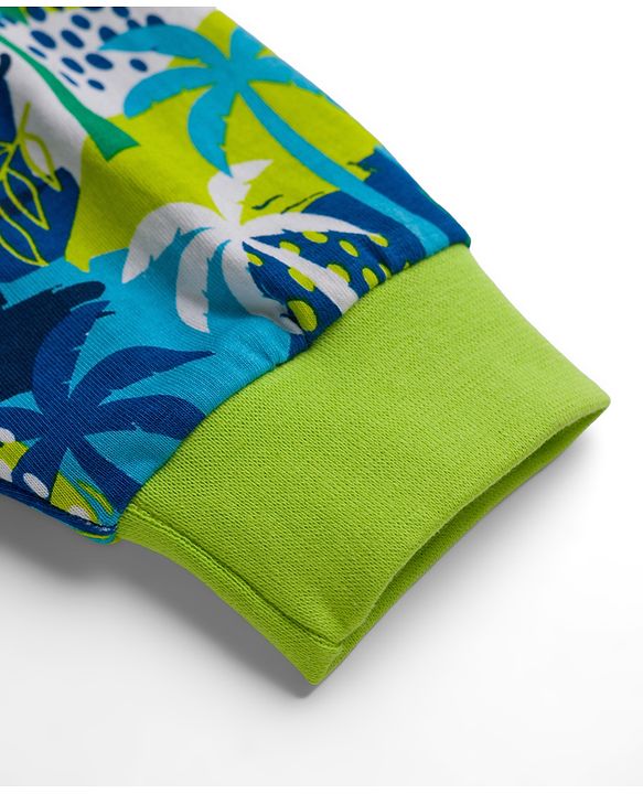Babyhug Cotton Knit Full Length Lounge Pant with Tropical Theme - Green