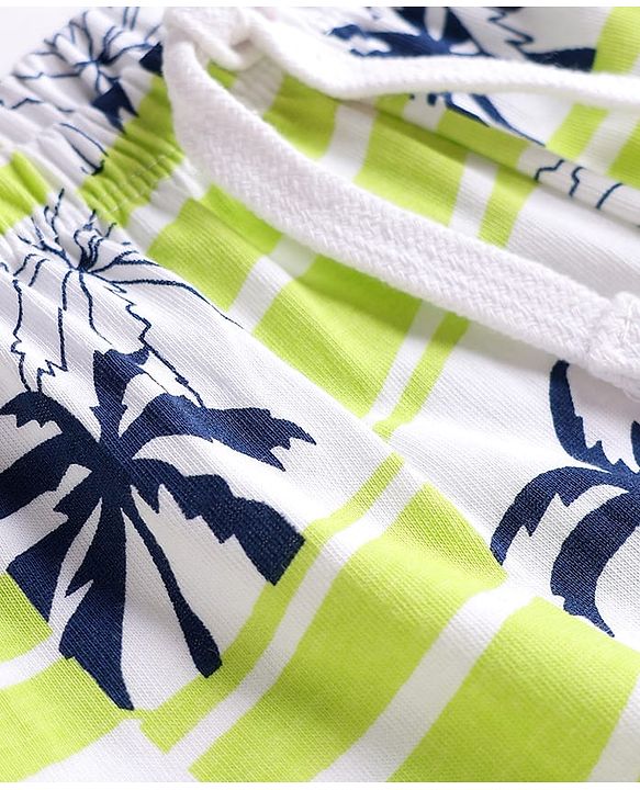 Babyhug Cotton Knit Full Length Lounge Pant With Tropical Theme Print - Light Green