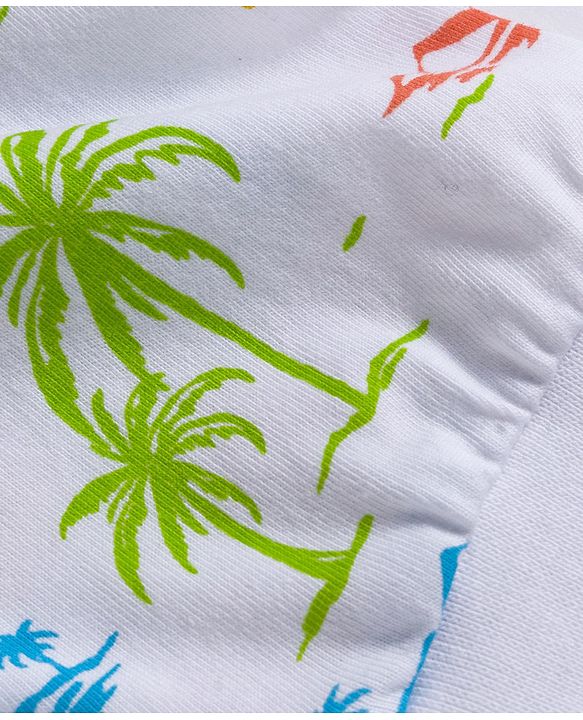 Babyhug Cotton Knit Full Length Lounge Pant with Beach Theme Print - White