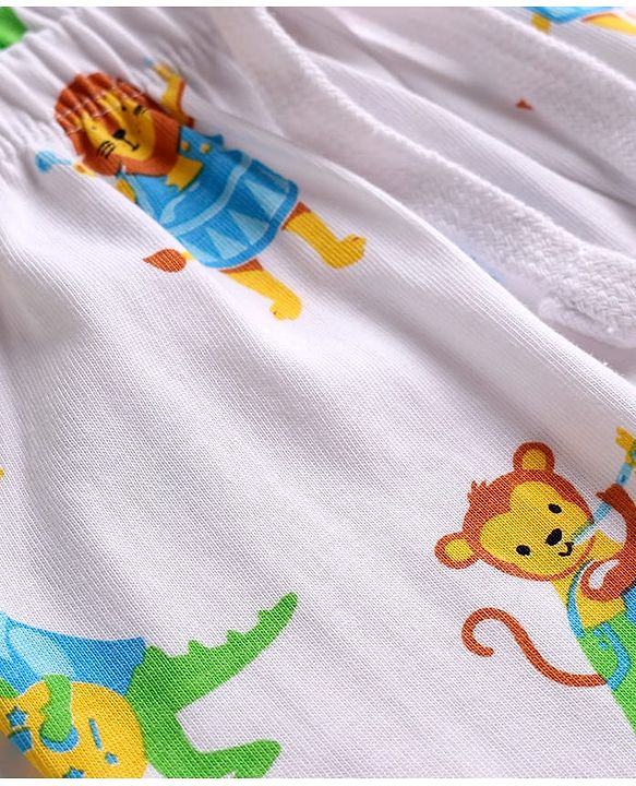 Babyhug Cotton Knit Full Length Lounge Pant with Animals Print - White