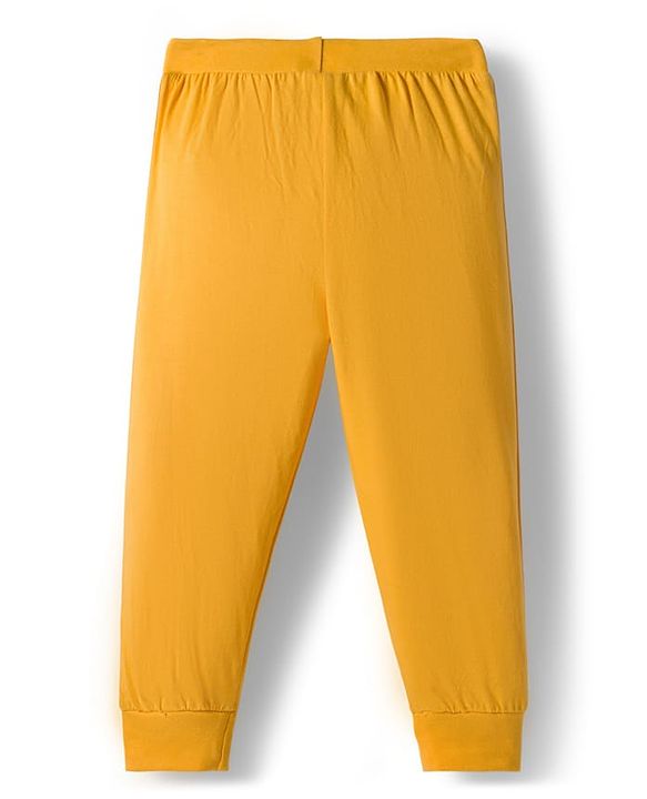 Babyhug Cotton Knit Full Length Lounge Pants With Camouflage & Text Print Pack of 5 - Olive Green White & Yellow