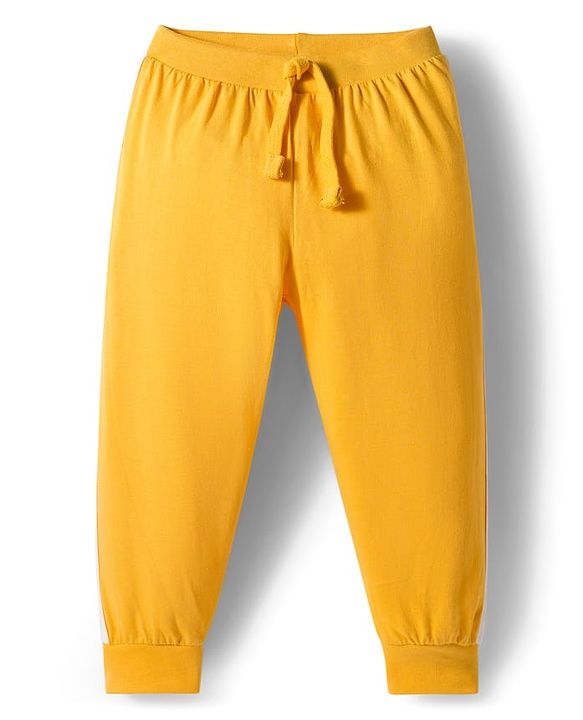 Babyhug Cotton Knit Full Length Lounge Pants With Camouflage & Text Print Pack of 5 - Olive Green White & Yellow