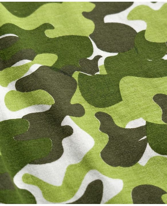 Babyhug Cotton Knit Full Length Lounge Pants With Camouflage & Text Print Pack of 5 - Olive Green White & Yellow