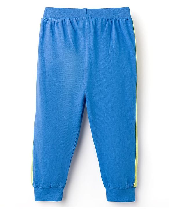 Babyhug Cotton Knit Full Length Joggers with Dino Print Pack of 5 - Blue Navy Blue & Green