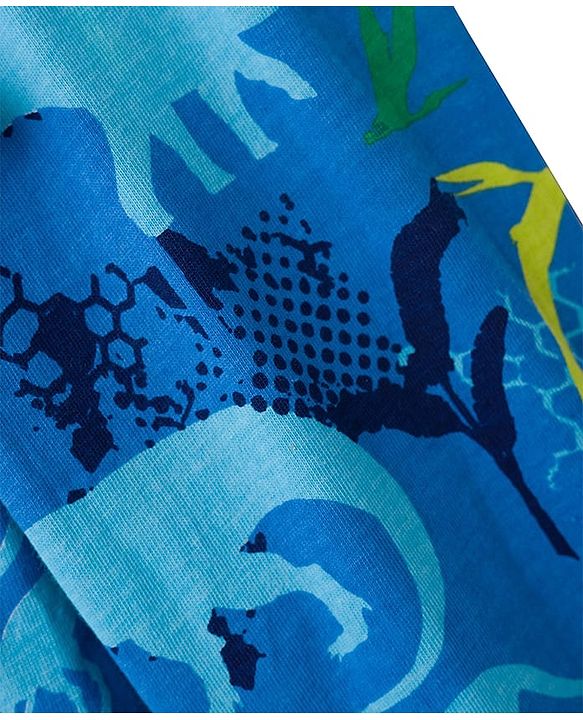 Babyhug Cotton Knit Full Length Joggers with Dino Print Pack of 5 - Blue Navy Blue & Green