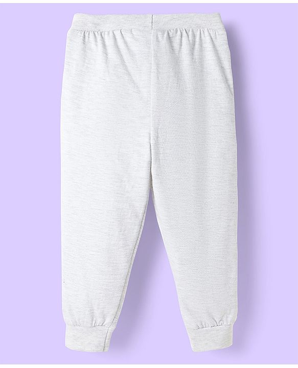 Babyhug Cotton Knit Full Length Lounge Pant With Vehicle Print - Grey