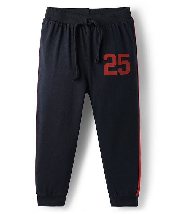 Babyhug Cotton Knit Full Length Lounge Pant With Number Print - Navy Blue
