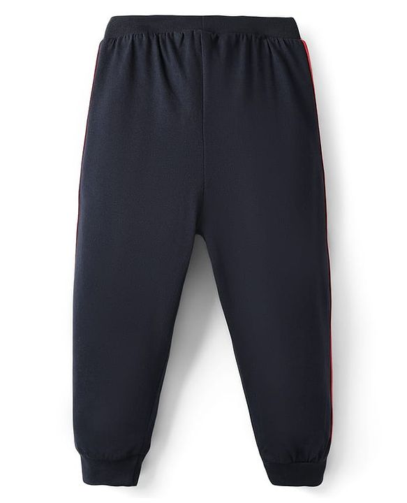 Babyhug Cotton Knit Full Length Lounge Pant With Number Print - Navy Blue