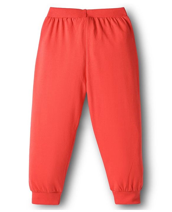 Babyhug Cotton Knit Full Length Text Printed Lounge Pants Pack Of 2 - Blue & Red