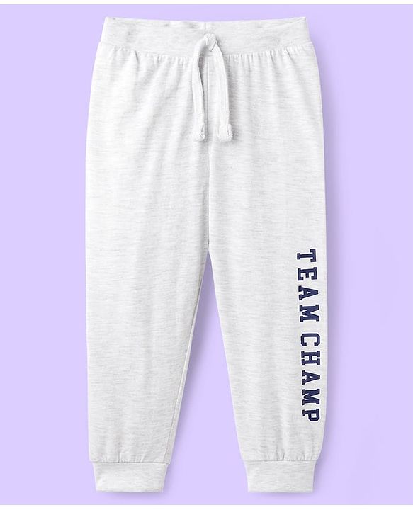 Babyhug Cotton Knit Full Length Lounge Pant With Text Print Pack Of 2 - Blue & White