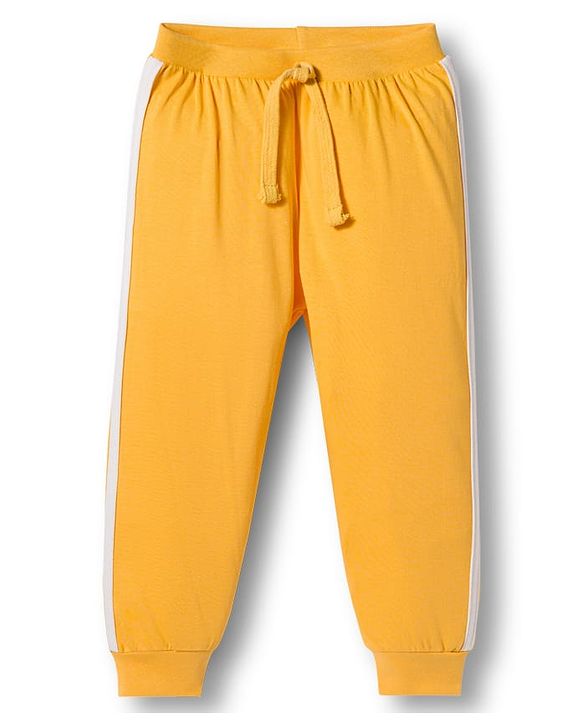 Babyhug Cotton Knit Full Length Lounge Pant With Dino Print Pack Of 2 - Yellow & Blue