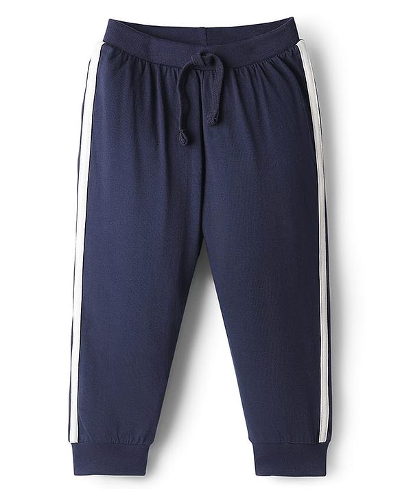 Babyhug Cotton Knit Full Length Text Printed Lounge Pants Pack Of 2 - Red & Navy Blue