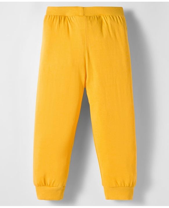 Babyhug Cotton Knit Full Length Lounge Pants with Sports Print Pack of 2 - Yellow & Blue