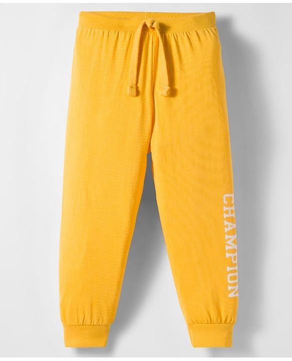 Babyhug Cotton Knit Full Length Lounge Pants with Sports Print Pack of 2 - Yellow & Blue