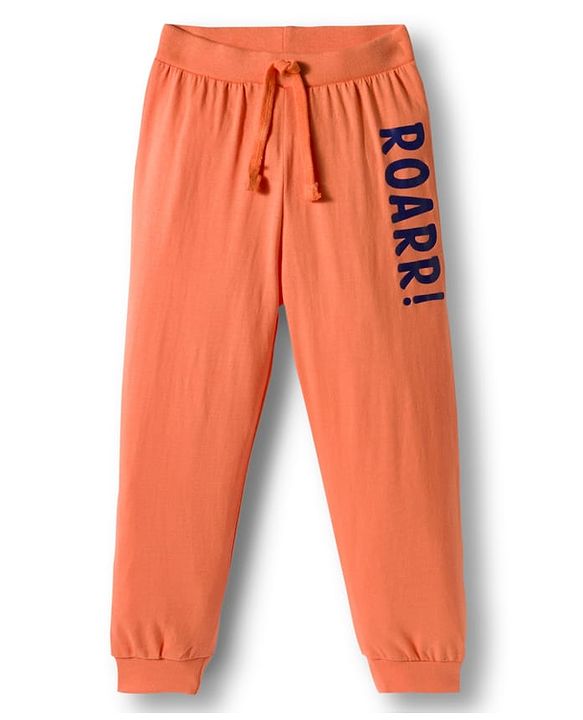 Babyhug Cotton Knit Full Length Lounge Pant With Dino Print Pack Of 2 - Light Blue & Coral