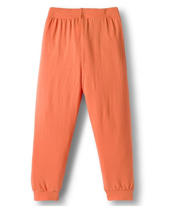 Babyhug Cotton Knit Full Length Lounge Pant With Dino Print Pack Of 2 - Light Blue & Coral
