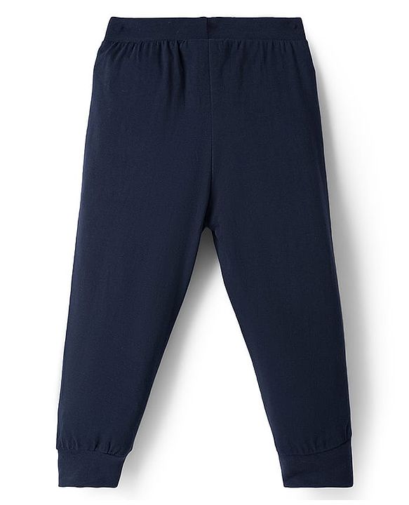 Babyhug Cotton Knit Full Length Lounge Pant With Dino Print Pack Of 3 - Yellow Navy Blue & Light Blue