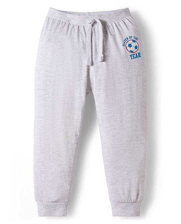 Babyhug Cotton Knit Full Length Lounge Pants with Sports Print Pack of 3 - Red Grey & Blue