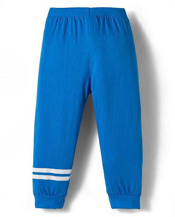 Babyhug Cotton Knit Full Length Lounge Pants with Sports Print Pack of 3 - Red Grey & Blue