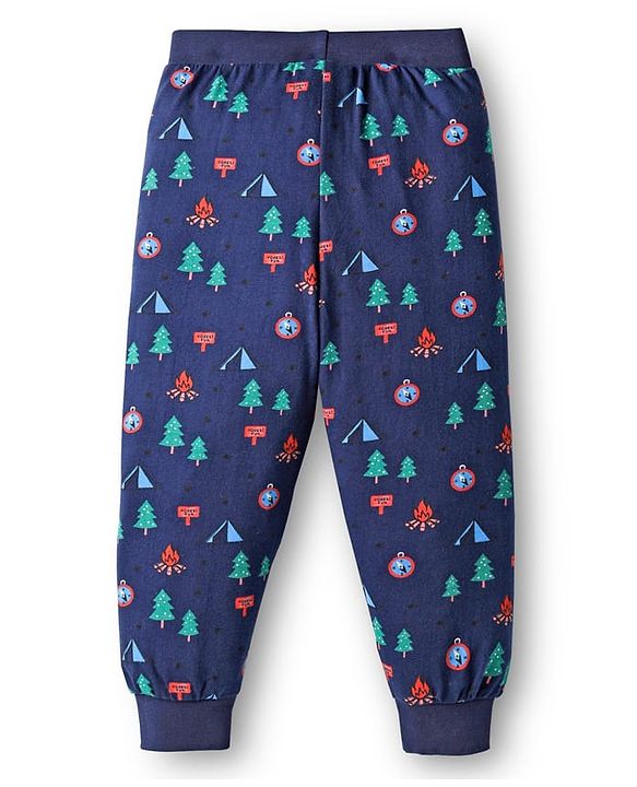 Babyhug Cotton Knit Full Length Lounge Pants with Stripes & Nautical Theme Print Pack of 3 - Multicolor