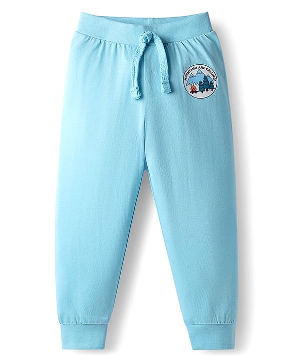 Babyhug Cotton Knit Full Length Lounge Pants with Stripes & Nautical Theme Print Pack of 3 - Multicolor