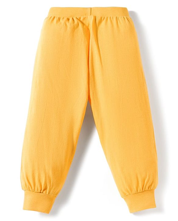 Babyhug Cotton Knit Full Length Lounge Pant With Text Print Pack Of 3 - Light Blue Yellow & Blue