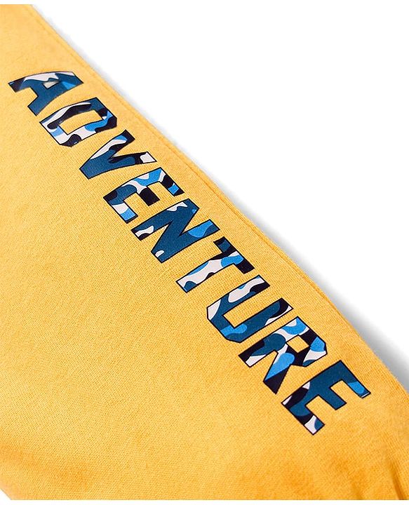Babyhug Cotton Knit Full Length Lounge Pant With Text Print Pack Of 3 - Light Blue Yellow & Blue