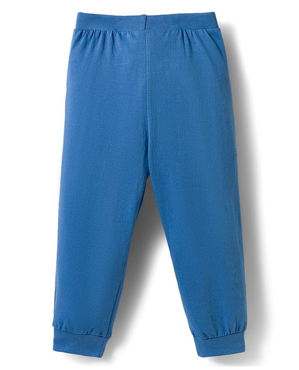 Babyhug Cotton Knit Full Length Lounge Pant With Stripes Pack Of 3 - Lime Green & Blue