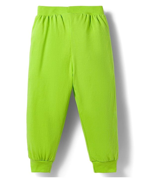 Babyhug Cotton Knit Full Length Lounge Pant With Stripes Pack Of 3 - Lime Green & Blue