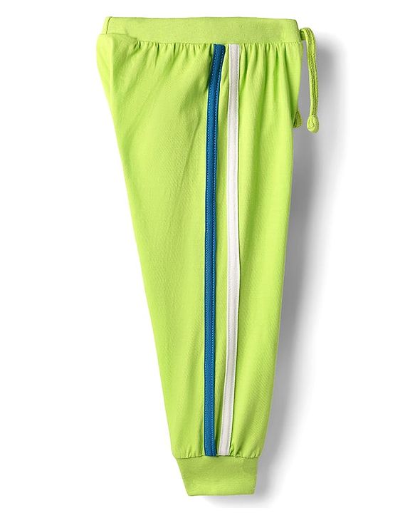 Babyhug Cotton Knit Full Length Lounge Pants with Bear Print & Tape Detailing Pack of 3 - Blue Green & Orange