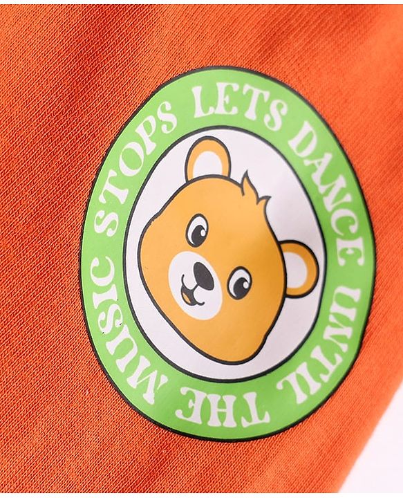 Babyhug Cotton Knit Full Length Lounge Pants with Bear Print & Tape Detailing Pack of 3 - Blue Green & Orange