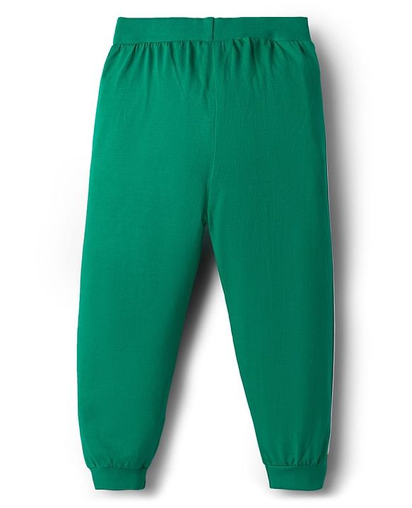 Babyhug Cotton Knit Full Length Lounge Pants With Text Print Pack Of 3 - Green Red & Yellow