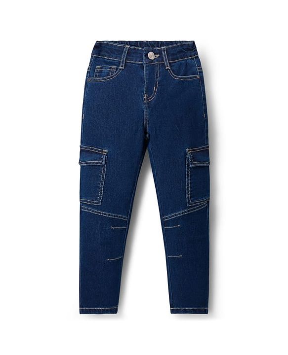 Pine Kids Denim Woven Full Length Washed Jeans - Blue
