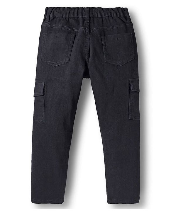 Pine Kids Woven Full Length Washed Denim Jeans - Black