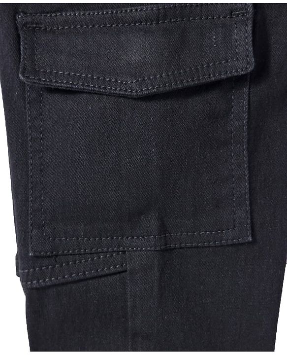 Pine Kids Woven Full Length Washed Denim Jeans - Black