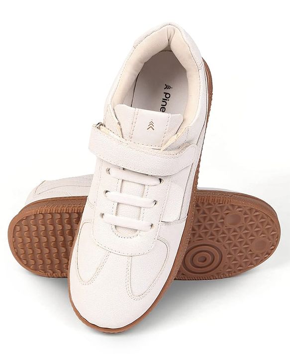 Pine Kids Velcro Closure Sneakers - Beige & Off White