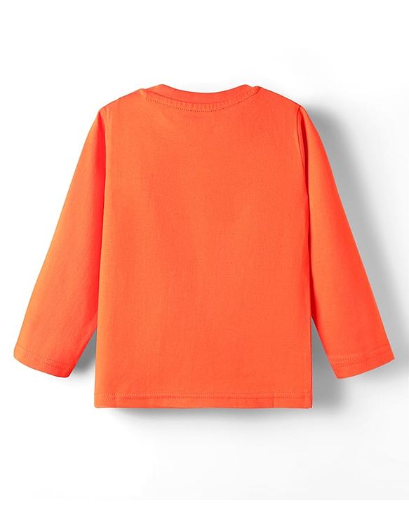 Babyhug 100% Cotton Knit Full Sleeves T-Shirt with Certified  Hero Text Print - Orange