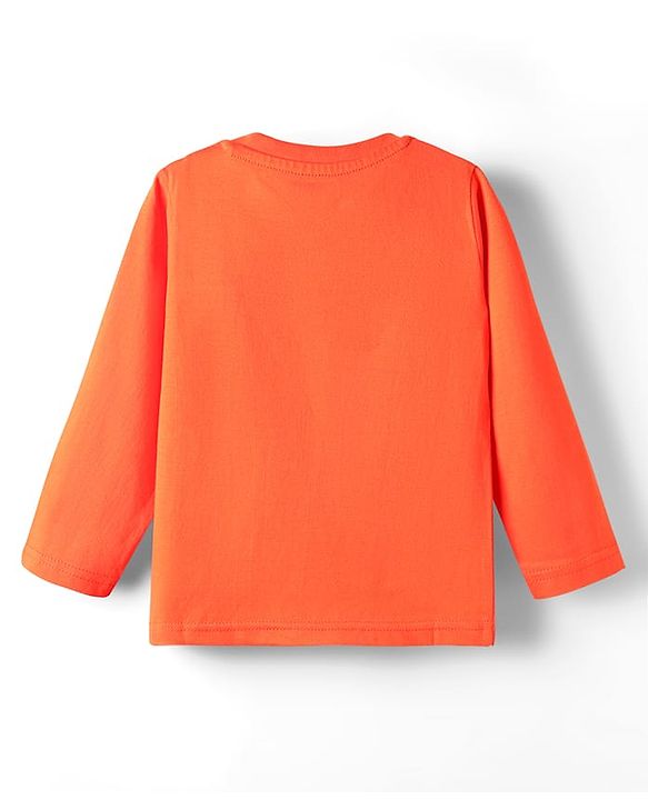 Babyhug 100% Cotton Knit Full Sleeves T-Shirt with Certified  Hero Text Print - Orange
