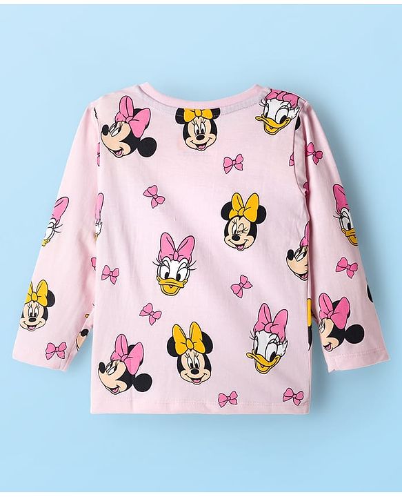 Babyhug Disney Single Jersey Knit Full Sleeves T-Shirt with Minnie and Friends Graphics Pack of 3 - Light Blue Pink & White