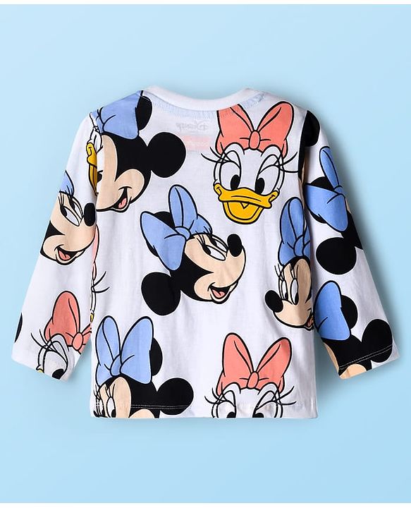 Babyhug Disney Single Jersey Knit Full Sleeves T-Shirt with Minnie and Friends Graphics Pack of 3 - Light Blue Pink & White