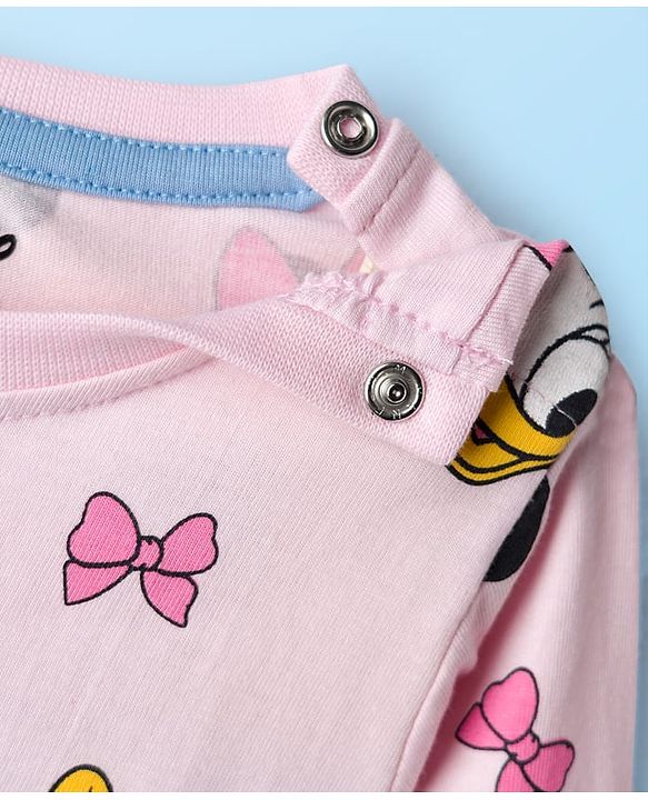 Babyhug Disney Single Jersey Knit Full Sleeves T-Shirt with Minnie and Friends Graphics Pack of 3 - Light Blue Pink & White