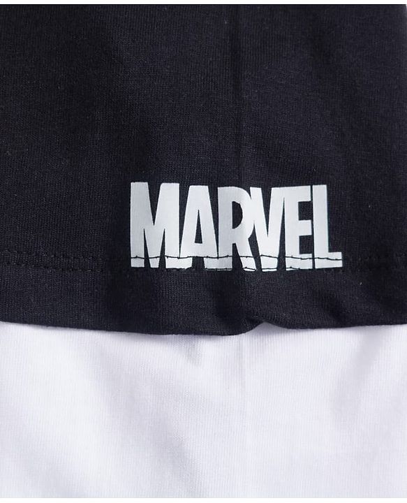 Pine Kids Marvel Single Jersey Knit Full Doctor Sleeves T-Shirt with Front & Back Avengers Graphics - Black