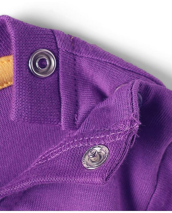 Babyhug 100% Cotton Knit Full Sleeves T-Shirt with Daddy Is My Hero Text Print - Purple