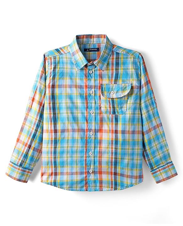 Pine Kids Cotton Woven Full Sleeves Checkered Shirt - Multicolour