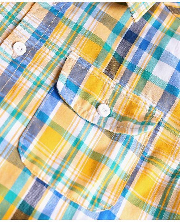 Pine Kids Cotton Woven Full Sleeves Checkered Shirt - Yellow