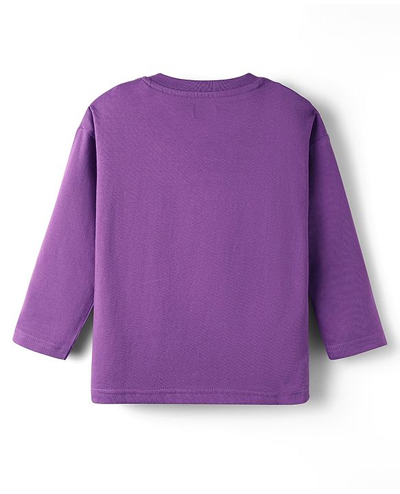 Babyhug 100% Cotton Knit Full Sleeves T-Shirt with Love Happy Shine Text Print - Purple