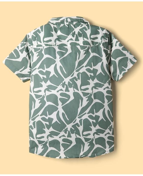 Pine Kids Viscose Woven Half Sleeves Printed Shirt - Green