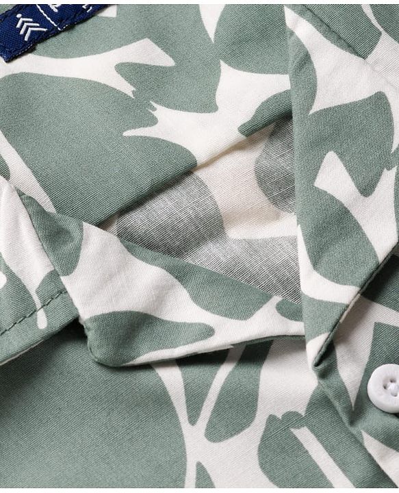 Pine Kids Viscose Woven Half Sleeves Printed Shirt - Green