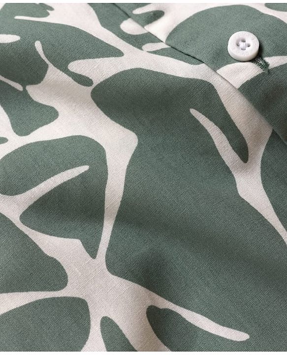 Pine Kids Viscose Woven Half Sleeves Printed Shirt - Green