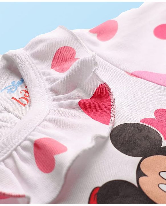 Babyhug Disney Interlock Knit Full Sleeves Onesies with Minnie & Friends Graphics Pack of 3 - Pink & White